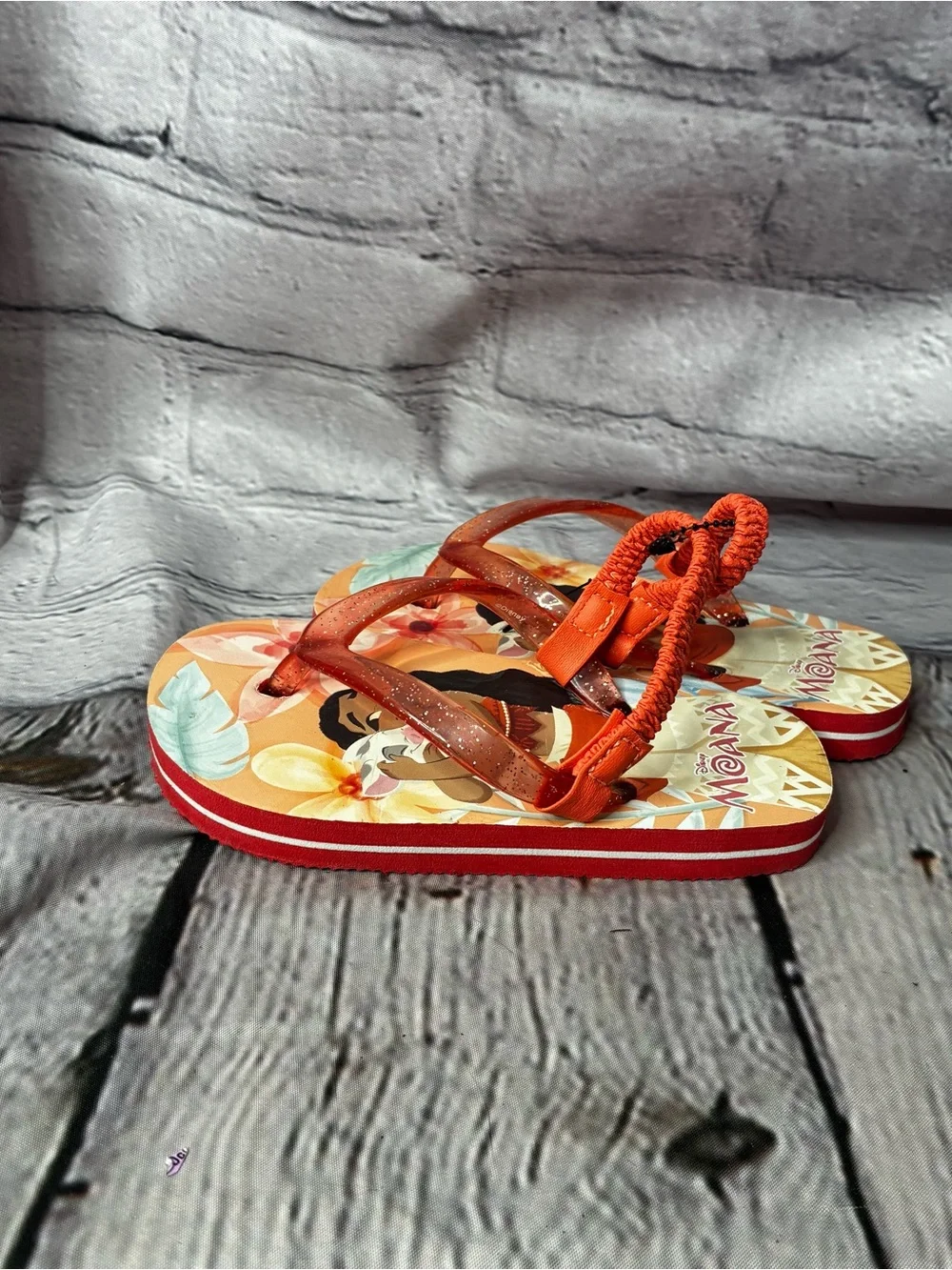 5/$20 Disney Moana Movie Moana & Pua Slingback Summer Foam Flip Flop Toddler 7/8